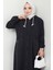 Kapşonlu Kot Ferace Siyah HM2653 5