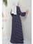 Çıtır Çiçek Desenli Yazlık Viskon Elbise Lacivert HM2717 5
