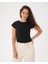 Siyah Basic Half Crop T-Shirt 1