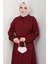 Bolerolu Beli Lastikli Elbise Bordo HM2702 4