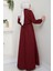 Bolerolu Beli Lastikli Elbise Bordo HM2702 5