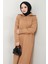 Fermuarlı Boğazlı Triko Elbise Camel HM2531 2
