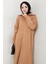 Fermuarlı Boğazlı Triko Elbise Camel HM2531 4