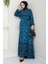 Nevra Desenli Yazlık Viskon Elbise Petrol HM2678 1
