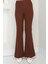 Beli Lastikli Ispanyol Paça Kumaş Pantolon Kahverengi HM2781 1