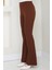 Beli Lastikli Ispanyol Paça Kumaş Pantolon Kahverengi HM2781 4