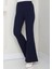 Beli Lastikli Ispanyol Paça Kumaş Pantolon Lacivert HM2781 4