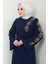 Çiçek Taşlı Kuşaklı Ferace Lacivert HM2713 3