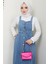 Eteği Fırfırlı Düğmeli Kot Salopet Elbise Mavi HM2672 3
