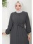 Gizli Patlı Kuşaklı Ferace Antrasit HM2361 2