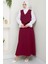 Yandan Bağlamalı Yelekli Takım Bordo HM2723 4