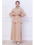 Beli Bağlamalı Etekli Ayrobin Takım Bej HM2734 4