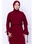 Yandan Bağlamalı Ayrobin Etekli Takım Bordo HM2738 4