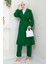Yazlık Kruvaze Yaka Trençkot Ikili Takım Zümrüt Yeşili HM2703 1