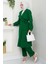 Yazlık Kruvaze Yaka Trençkot Ikili Takım Zümrüt Yeşili HM2703 3