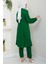 Yazlık Kruvaze Yaka Trençkot Ikili Takım Zümrüt Yeşili HM2703 5