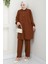 Büzgülü Gömlekli Ikili Takım Kahverengi HM2689 1