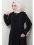 Boydan Şerit Taşlı Ferace Siyah HM2709 4