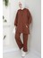 Çıtçıtlı Kapüşonlu Ikili Takım Kahverengi HM2646 2