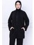 Kapüşonlu Kanguru Cepli Fermuarlı Ayrobin Takım Siyah HM2731 2