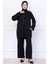 Kapüşonlu Kanguru Cepli Fermuarlı Ayrobin Takım Siyah HM2731 3