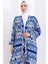 Seva Desenli Viskon Kimono Takım Mavi HM2762 4