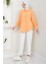 Tek Cepli Uzun Kol Oversize Keten Gömlek Turuncu HM2651 3