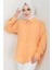Tek Cepli Uzun Kol Oversize Keten Gömlek Turuncu HM2651 4