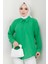 Tek Cepli Uzun Kol Oversize Keten Gömlek Yeşil HM2651 1