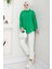 Tek Cepli Uzun Kol Oversize Keten Gömlek Yeşil HM2651 3