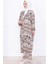 Seva Desenli Viskon Kimono Takım Kahverengi HM2762 4