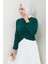 Bisiklet Yaka Büzgülü Sandy Bluz Zümrüt HM2765 5
