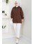 Kapüşonlu 3 Iplik Şardonlu Fermuarlı Sweatshirt Kahverengi HM2648 1