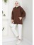 Kapüşonlu 3 Iplik Şardonlu Fermuarlı Sweatshirt Kahverengi HM2648 3