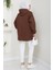 Kapüşonlu 3 Iplik Şardonlu Fermuarlı Sweatshirt Kahverengi HM2648 4