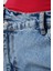Yırtmaç Detay Denim Midi Açık Mavi Etek 4