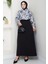Çiçek Desenli Etekli Takım Siyah HM2739 2