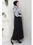 Çiçek Desenli Etekli Takım Siyah HM2739 8