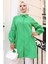 Büzgü Detaylı Balon Kol Gömlek Yeşil HM2763 1