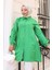 Büzgü Detaylı Balon Kol Gömlek Yeşil HM2763 3
