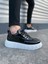 JY010 Premium Cloud Kalın Taban Erkek Sneaker - Siyah Beyaz Rugan 1