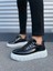 JY010 Premium Cloud Kalın Taban Erkek Sneaker - Siyah Beyaz Rugan 2