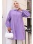 Büzgü Detaylı Balon Kol Gömlek Lila HM2763 2