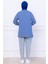 Çizgili Kısa Penye Tunik Saks Mavisi HM2477 5