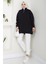 Fermuarlı 3 Iplik Şardonlu Dik Yaka Sweatshirt Tunik Siyah HM2650 1