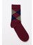 Erkek Ekose Desenli Soket Çorap Bordo 1