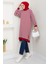 Çizgili Penye Tunik Bordo HM2418 1