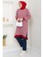 Çizgili Penye Tunik Bordo HM2418 3