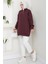 Fermuarlı 3 Iplik Şardonlu Dik Yaka Sweatshirt Tunik Bordo HM2650 3