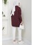 Fermuarlı 3 Iplik Şardonlu Dik Yaka Sweatshirt Tunik Bordo HM2650 4